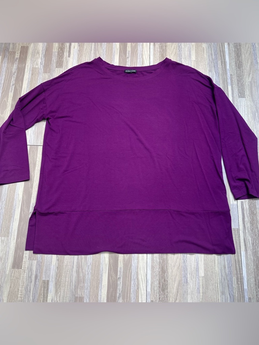 Eileen Fisher Plum Long Sleeve Relaxed Tee Women’s Size XL